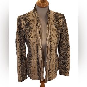 Vintage Pamela McCoy Snake  Printed Fringe Leather Jacket
